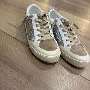 MK Boutique Tan and Silver Women's Sneakers